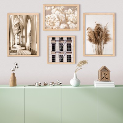 Κτήρια και λουλούδια, σε Καμβά, Gallery Wall, 4 Τεμάχια
