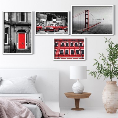 Τοπία από πόλεις του εξωτερικού, σε Καμβά, Gallery Wall, 4 Τεμάχια