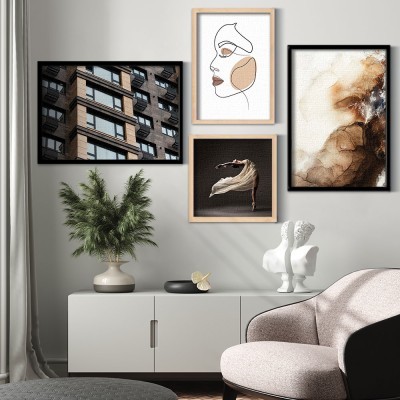 Houseart Bronze minimal art, σε Καμβά, Gallery Wall, 4 Τεμάχια