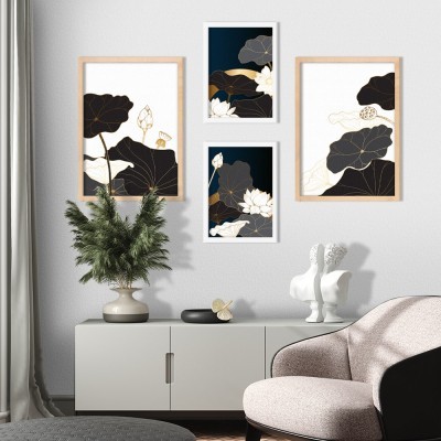 Iconic flower backround, σε Καμβά, Gallery Wall, 4 Τεμάχια