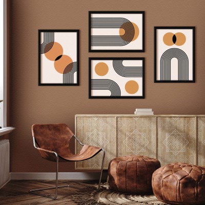 Minimal γραμμές και κύκλοι, σε Καμβά, Gallery Wall, 4 Τεμάχια