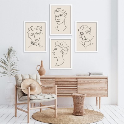 Houseart Σχεδιασμός προσώπου, σε Καμβά, Gallery Wall, 4 Τεμάχια