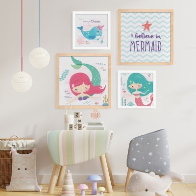 Ο κόσμος των γοργόνων, σε Καμβά, Gallery Wall, 4 τεμάχια