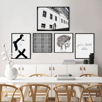 Houseart Γκρι & άσπροι τόνοι, σε Καμβά, Gallery Wall, 5 Τεμάχια