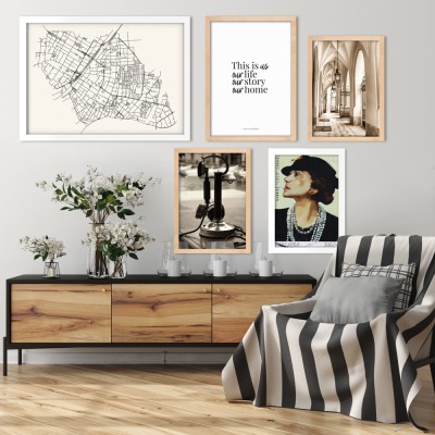 Houseart Vintage συνδυασμός σχεδίων, σε Καμβά, Gallery Wall, 5 Τεμάχια