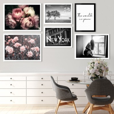 Houseart Σύνθεση με τριαντάφυλλα, σε Καμβά, Gallery Wall, 6 Τεμάχια