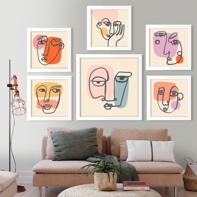 Houseart Minimal abstract faces, σε Καμβά, Gallery Wall, 6 Τεμάχια