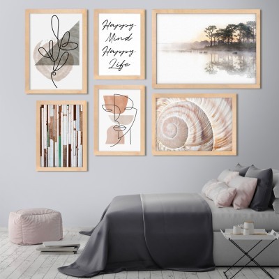 Happy quote, σε Καμβά, Gallery Wall, 6 Τεμάχια