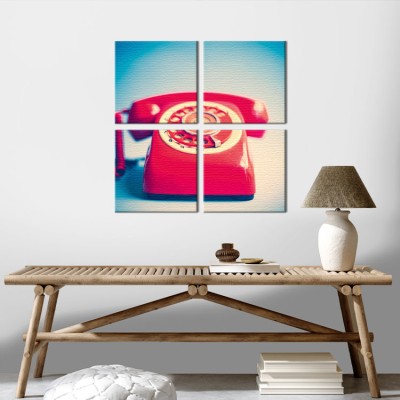 Houseart Ρετρό κόκκινο τηλέφωνο, Διάφορα, Multipanel, 100 x 100 εκ.