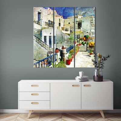 Houseart Σοκάκια στη Σαντορίνη, Ελλάδα, Multipanel, 99 x 101 εκ.