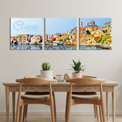 Σκίτσο από ελληνικό νησί, Ελλάδα, Multipanel, 150 x 50 εκ.