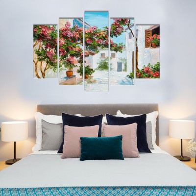 Houseart Καλοκαιρινό τοπίο από πολύχρωμα λουλούδια και δέντρα, Ελλάδα, Multipanel, 180 x 120 εκ.