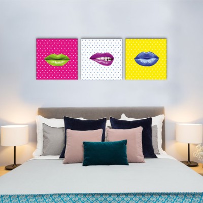 Houseart Χείλη φόντο ποπ, Κόμικς, Multipanel, 150 x 50 εκ.