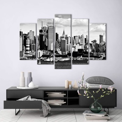 Houseart Ασπρόμαυρη Νέα Υόρκη, Πόλεις - Ταξίδια, Multipanel, 180 x 120 εκ.
