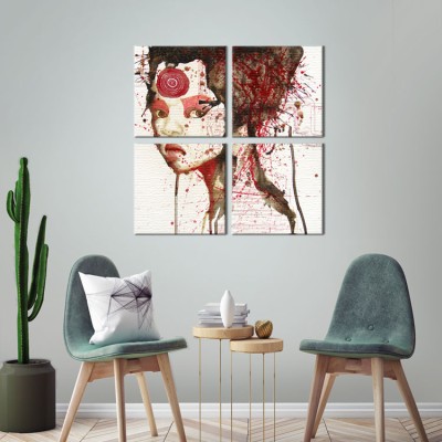Houseart Κόκκινο Πορτρέτο κοπέλας, Ζωγραφική, Multipanel, 100 x 100 εκ.