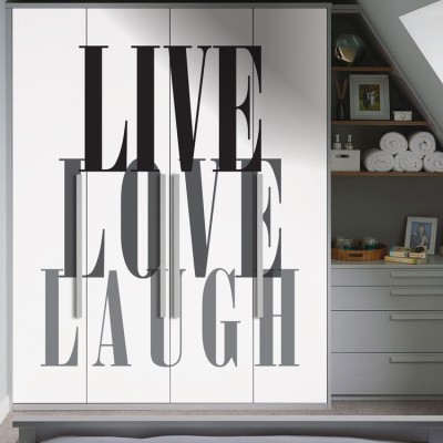 Houseart Live,Love,Laugh, Φράσεις, Αυτοκόλλητα ντουλάπας, 100 x 100 εκ.