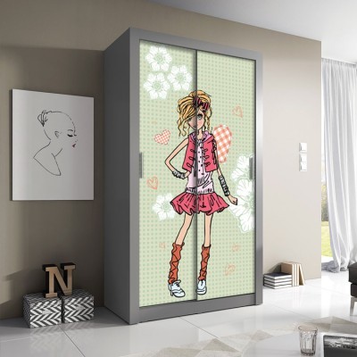Κοριτσάκι, Παιδικά, Αυτοκόλλητα ντουλάπας, 100 x 100 εκ.