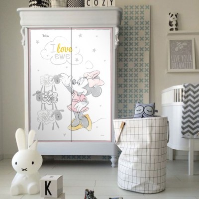 I love ewe, Minnie Mouse, Παιδικά, Αυτοκόλλητα ντουλάπας, 100 x 100 εκ.