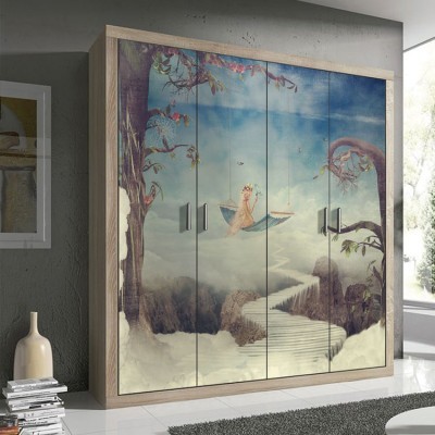 Νεράιδα σε κούνια στον ουρανό Παιδικά Αυτοκόλλητα ντουλάπας 65 x 185 cm (12398)