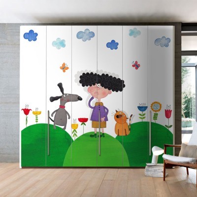Πολύχρωμη φύση Παιδικά Αυτοκόλλητα ντουλάπας 61 x 185 cm (36230)