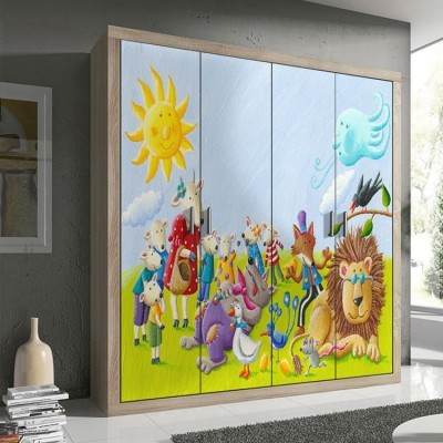 Χαρούμενα ζωάκια, Παιδικά, Αυτοκόλλητα ντουλάπας, 100 x 100 εκ.
