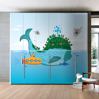 Φάλαινα, Παιδικά, Αυτοκόλλητα ντουλάπας, 120 x 86 εκ.