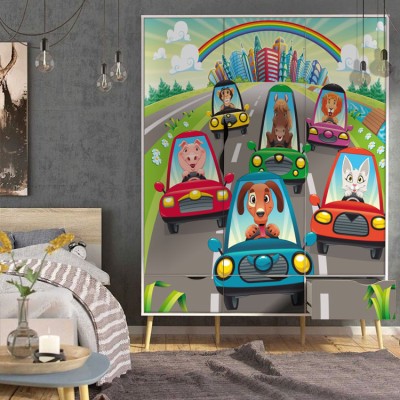 Ζώα στον αυτοκινητόδρομο Παιδικά Αυτοκόλλητα ντουλάπας 65 x 185 cm (14943)