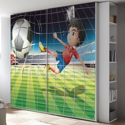 Γήπεδο ποδοσφαίρου Παιδικά Αυτοκόλλητα ντουλάπας 65 x 185 cm (14953)