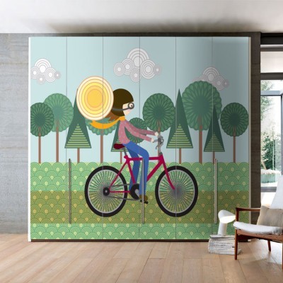 Βόλτα με Ποδήλατο Παιδικά Αυτοκόλλητα ντουλάπας 65 x 185 cm (18529)