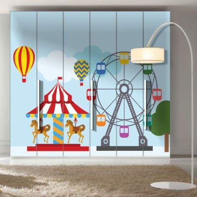 Λούνα Πάρκ, Παιδικά, Αυτοκόλλητα ντουλάπας, 100 x 100 εκ.