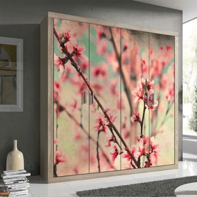 Άνθη ροδακινιάς Φύση Αυτοκόλλητα ντουλάπας 65 x 185 cm (11278)