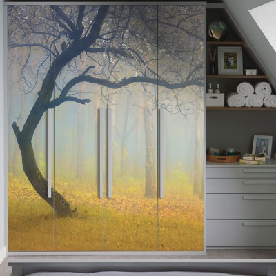 Δέντρο μες στην ομίχλη Φύση Αυτοκόλλητα ντουλάπας 65 x 185 cm (13123)