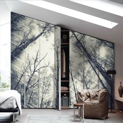 Μάυρα δέντρα, σκούρο φόντο Φύση Αυτοκόλλητα ντουλάπας 65 x 185 cm (12290)