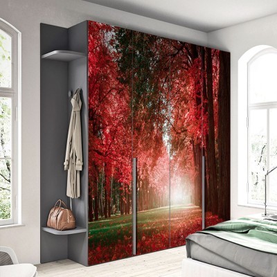 Κόκκινα Δέντρα, Φύση, Αυτοκόλλητα ντουλάπας, 100 x 75 εκ. (55743)