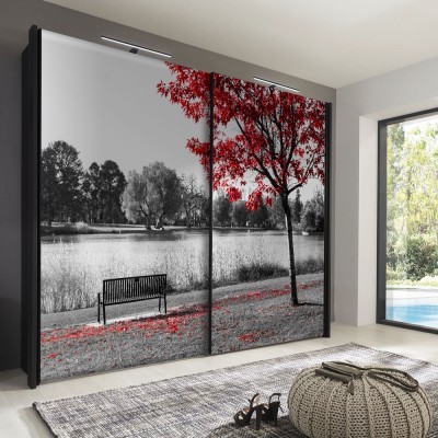 Red Tree in Grey, Φύση, Αυτοκόλλητα ντουλάπας, 100 x 67 εκ. (55753)