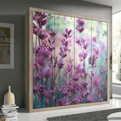 Houseart Αγρός με λεβάντες, Φύση, Αυτοκόλλητα ντουλάπας, 120 x 80 εκ.