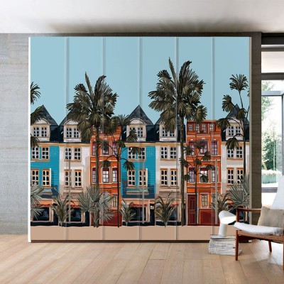 Colorful Houses, Πόλεις – Ταξίδια, Αυτοκόλλητα ντουλάπας, 100 x 66 εκ. (55702)