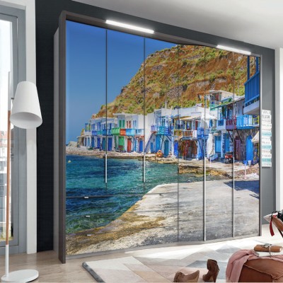 Houseart Χωριό Κλίμα, Μήλος, Ελλάδα, Αυτοκόλλητα ντουλάπας, 120 x 80 εκ.