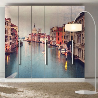 Βενετία, Ιταλία, Vintage, Αυτοκόλλητα ντουλάπας, 100 x 100 εκ. 11272