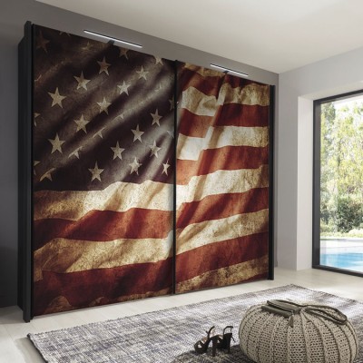 Aμερικάνικη σημαία Vintage Αυτοκόλλητα ντουλάπας 65 x 185 cm (19341)