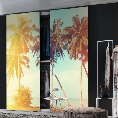 Φοίνικες στην παραλία, Vintage, Αυτοκόλλητα ντουλάπας, 