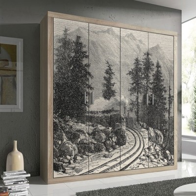 Σιδηρόδρομος Mont Cenis, Vintage, Αυτοκόλλητα ντουλάπας, 120 x 80 εκ.