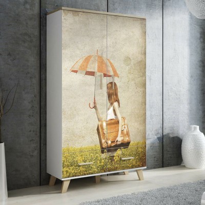 Βόλτα με ομπρέλα Vintage Αυτοκόλλητα ντουλάπας 65 x 185 cm (13144)