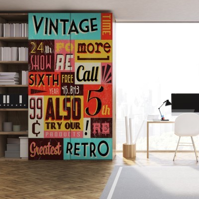 Vintage Retro, Vintage, Αυτοκόλλητα ντουλάπας, 100 x 133 εκ. (55673)
