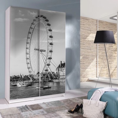 Houseart - ΣΗΜΑΝΤΙΚΟ: Σε περίπτωση διαφοράς τιμής από το κατάστημα ισχύει παντα και μόνο η τιμή του καταστήματος Ferris Wheel, Vintage, Αυτοκόλλητα ντουλάπας, 100 x 152