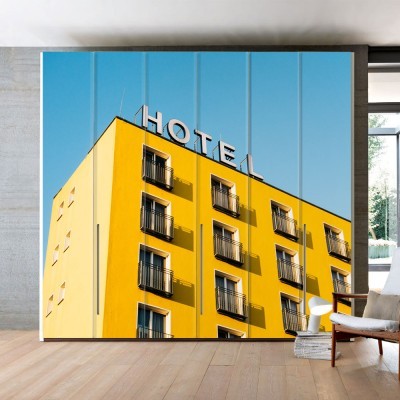 Yellow Hotel, Vintage, Αυτοκόλλητα ντουλάπας, 100 x 88 εκ. (55677)