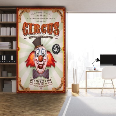 Circus, Vintage, Αυτοκόλλητα ντουλάπας, 100 x 143 εκ. (55678)