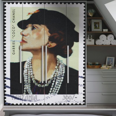 Lady With Pearl Neckless, Vintage, Αυτοκόλλητα ντουλάπας, 100 x 149 εκ. (55679)