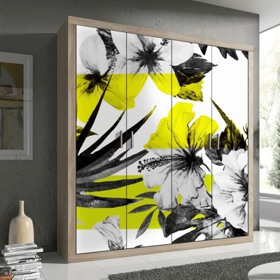 Retro Flowers, Φόντο - Τοίχοι, Αυτοκόλλητα ντουλάπας, 100 x 100 εκ.