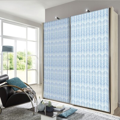 Μπλε Μοτίβο με Φύλλα, Φόντο - Τοίχοι, Αυτοκόλλητα ντουλάπας, 100 x 100 εκ.